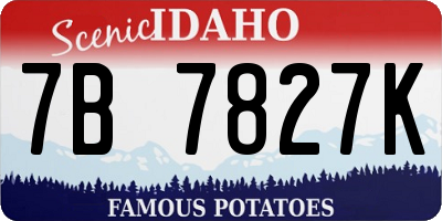ID license plate 7B7827K