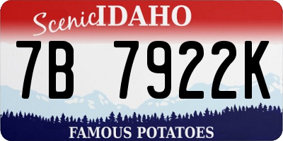 ID license plate 7B7922K