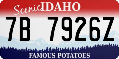 ID license plate 7B7926Z