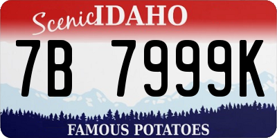 ID license plate 7B7999K