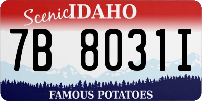 ID license plate 7B8031I