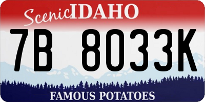 ID license plate 7B8033K