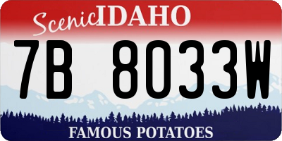 ID license plate 7B8033W