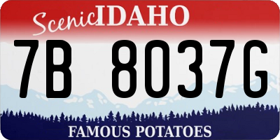 ID license plate 7B8037G