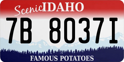 ID license plate 7B8037I