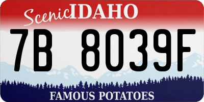 ID license plate 7B8039F