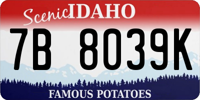 ID license plate 7B8039K