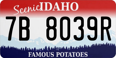 ID license plate 7B8039R
