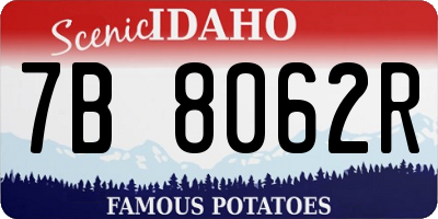ID license plate 7B8062R