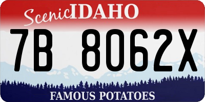 ID license plate 7B8062X