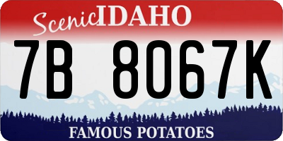 ID license plate 7B8067K
