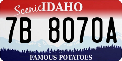 ID license plate 7B8070A