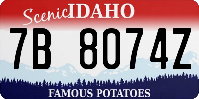 ID license plate 7B8074Z