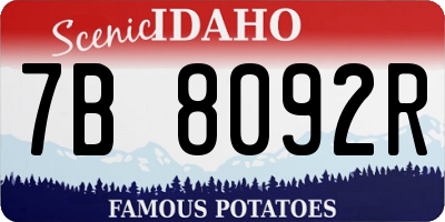 ID license plate 7B8092R