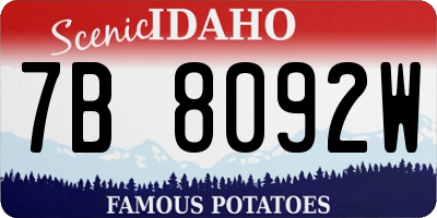 ID license plate 7B8092W
