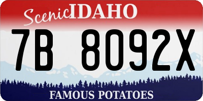 ID license plate 7B8092X