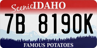 ID license plate 7B8190K