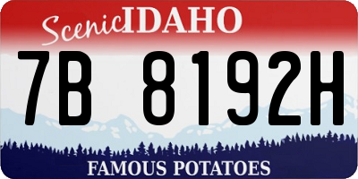ID license plate 7B8192H