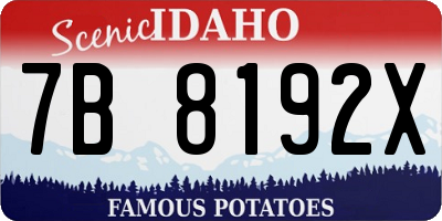 ID license plate 7B8192X