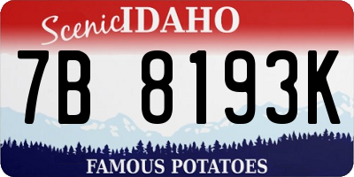 ID license plate 7B8193K