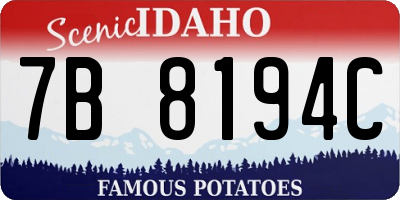 ID license plate 7B8194C