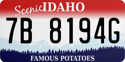 ID license plate 7B8194G