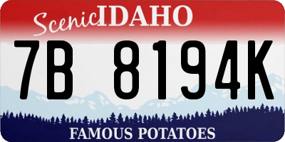 ID license plate 7B8194K