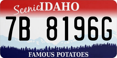 ID license plate 7B8196G