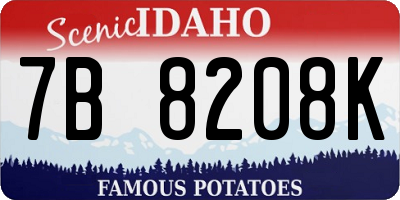 ID license plate 7B8208K