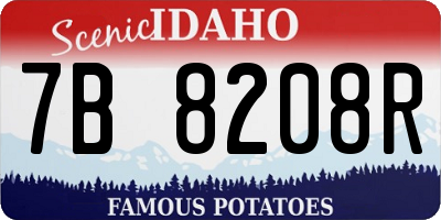 ID license plate 7B8208R