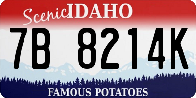 ID license plate 7B8214K