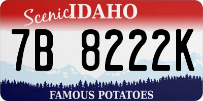 ID license plate 7B8222K