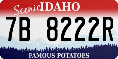 ID license plate 7B8222R