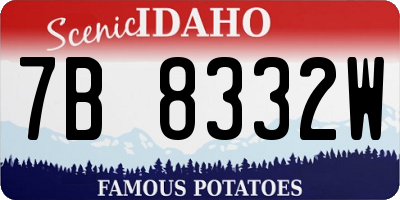 ID license plate 7B8332W