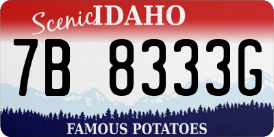 ID license plate 7B8333G