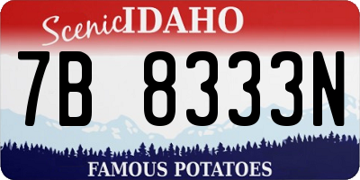ID license plate 7B8333N