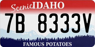 ID license plate 7B8333V