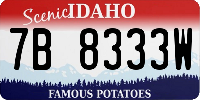 ID license plate 7B8333W