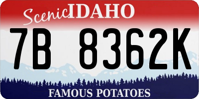 ID license plate 7B8362K
