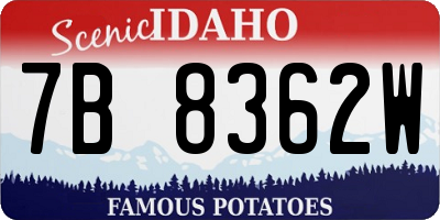 ID license plate 7B8362W