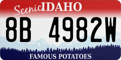 ID license plate 8B4982W