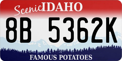 ID license plate 8B5362K