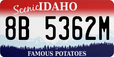ID license plate 8B5362M