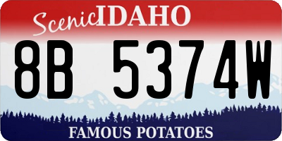 ID license plate 8B5374W