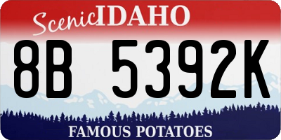 ID license plate 8B5392K