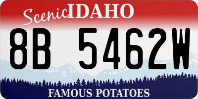 ID license plate 8B5462W