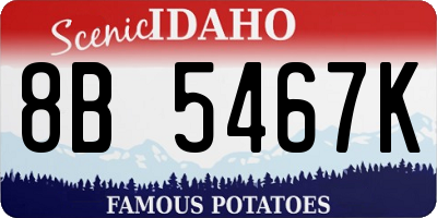 ID license plate 8B5467K