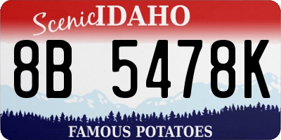 ID license plate 8B5478K