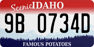 ID license plate 9B0734D