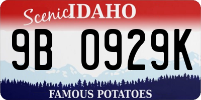 ID license plate 9B0929K